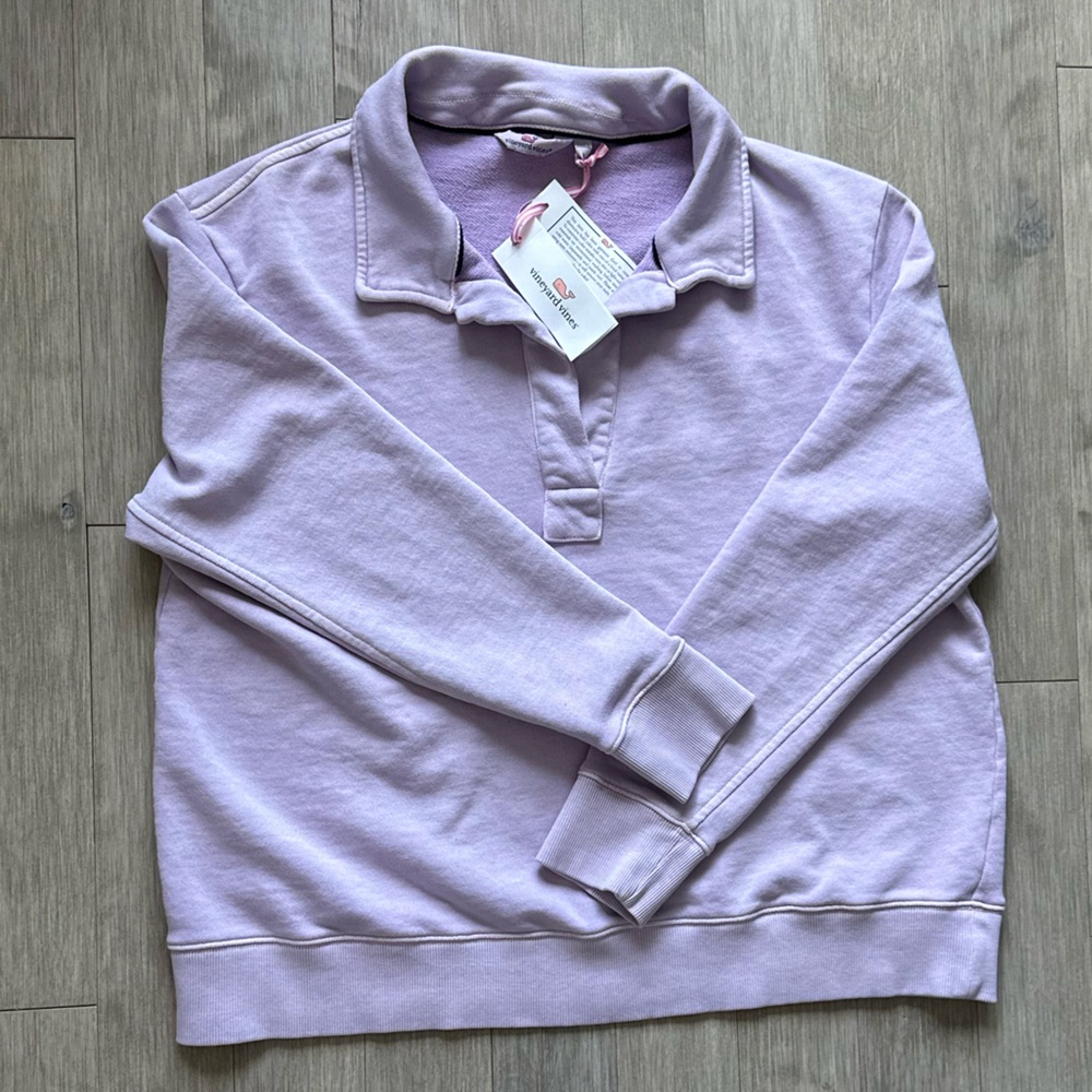 NWT Vineyard Vines Lavender‎ V-Neck Polo Sweater Large